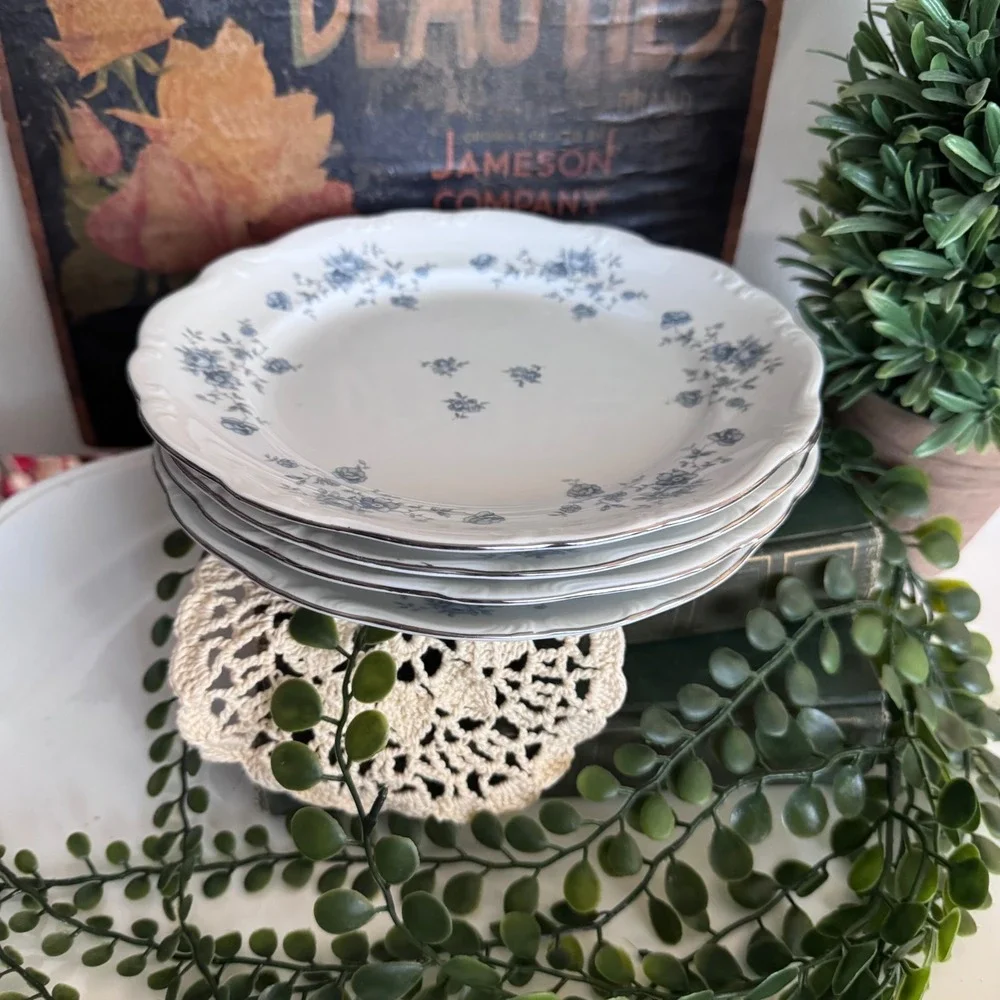 Set of 4 Johann Haviland Blue Garland Salad Plates Bavaria Germany 7.5 Inch